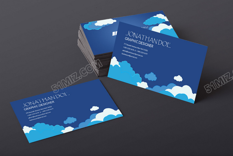 蓝色简约创意卡通风艺术招生名片