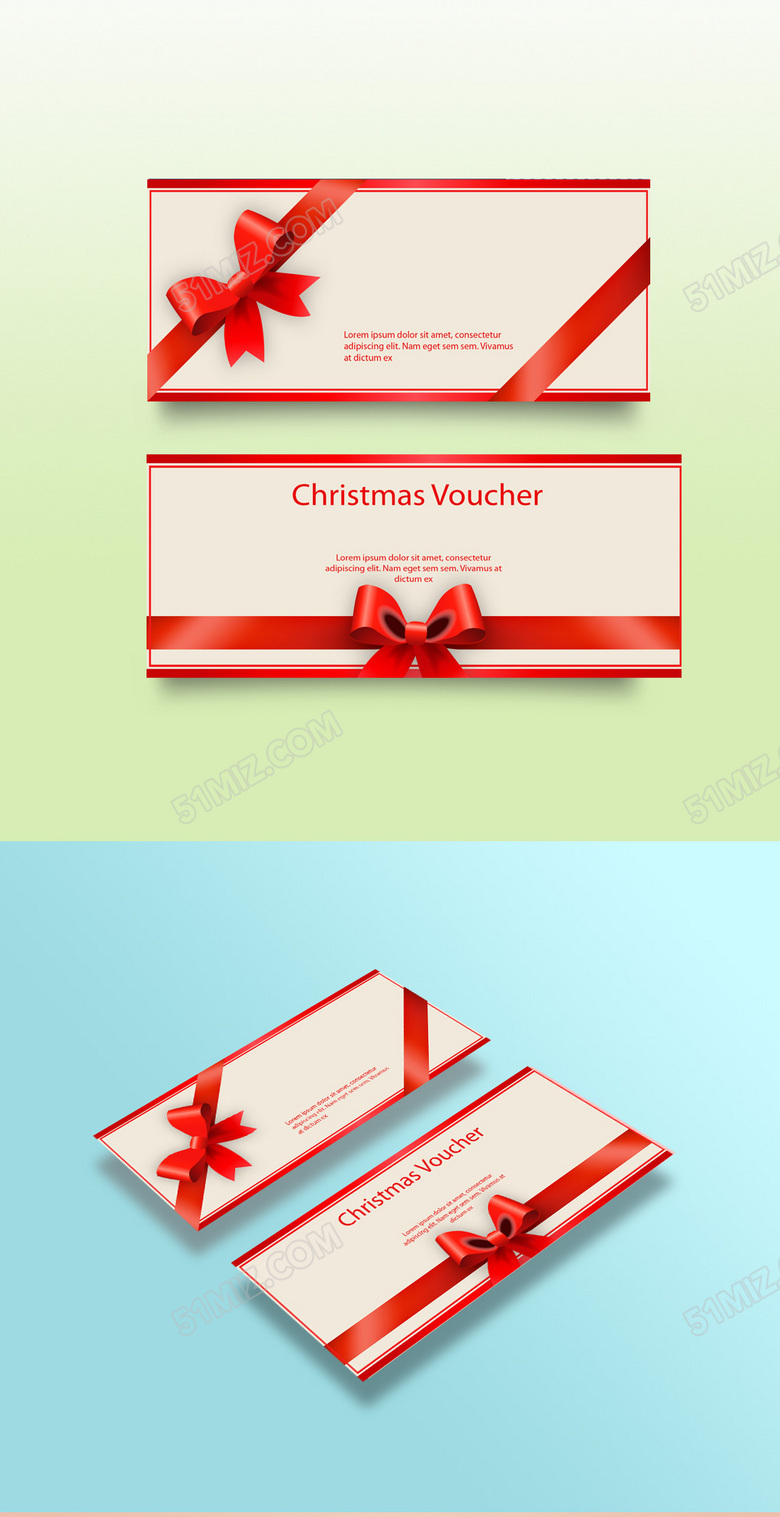 红色时尚精致礼品优惠券代金券