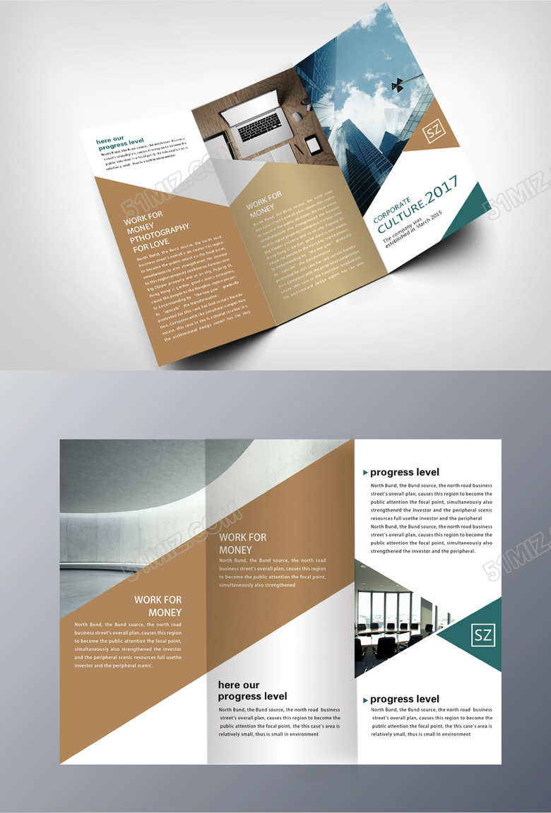 公司介绍高档公司三折页模版设计下载