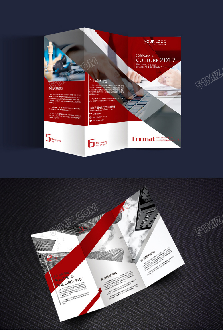 公司介绍精品创意公司三折页模板