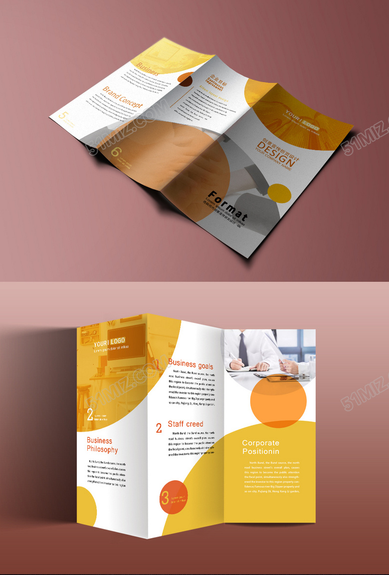 公司介绍精美创意公司三折页模板下载