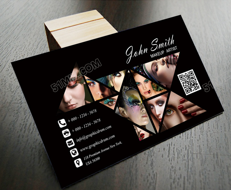 黑色高档彩妆师名片