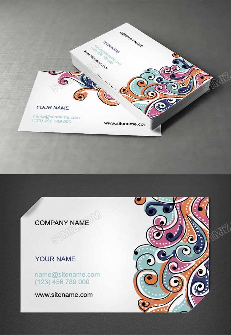 欧式花纹名片设计