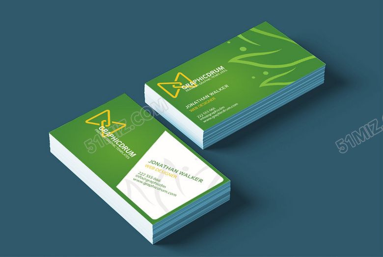 经典绿色环保名片