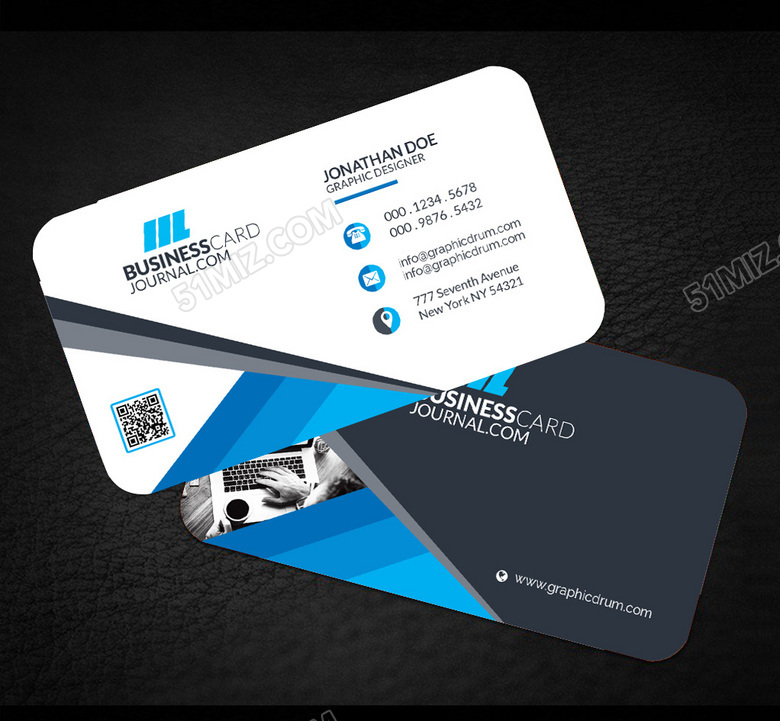 蓝色抽象图形名片