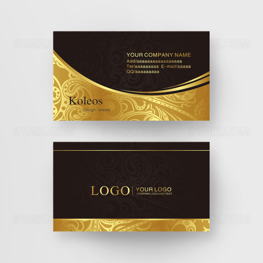 高端简约黑黄名片