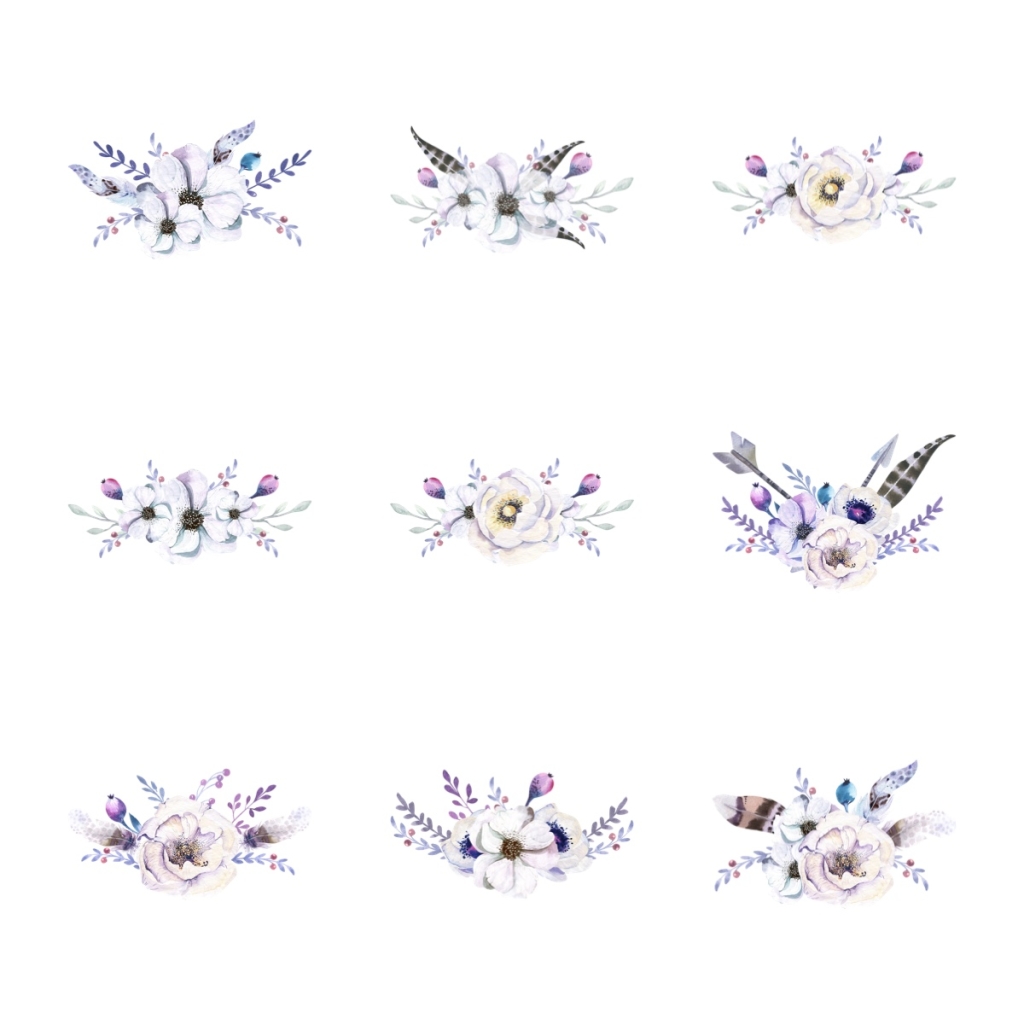 9个创意水彩波西米亚花朵素材