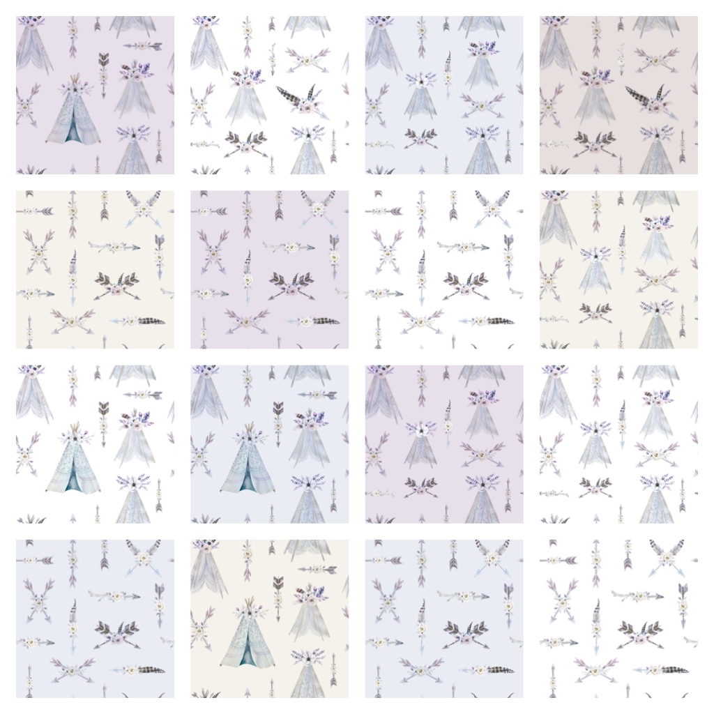 12个波西米亚四方连续花纹图案