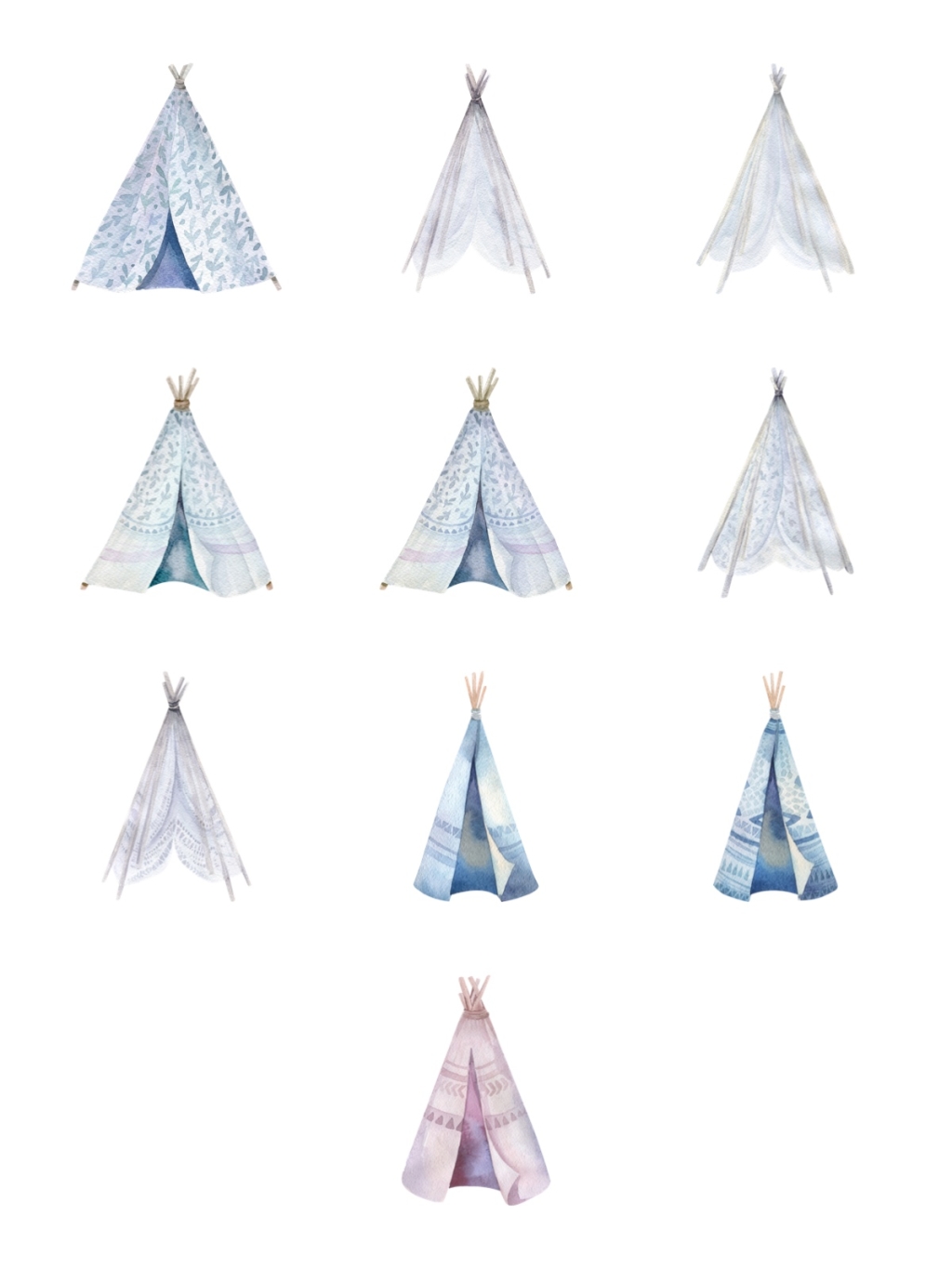 10个创意水彩波西米亚帐篷素材