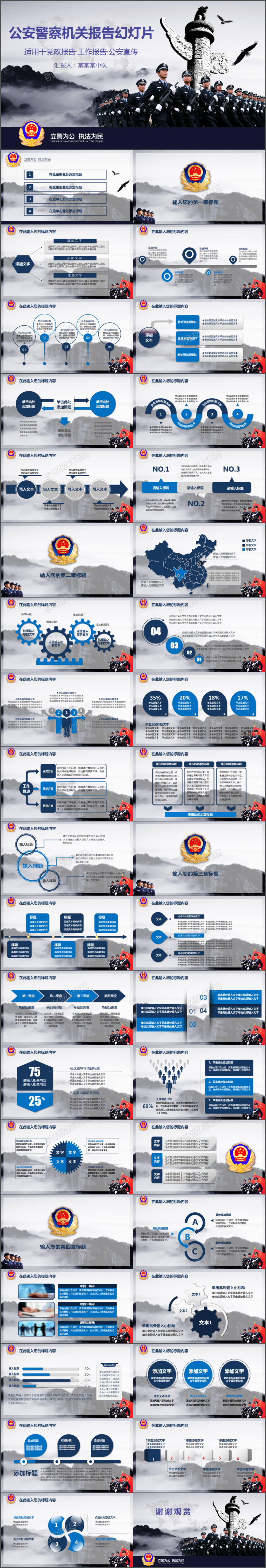 2017党政党建公安部门工作汇报计划总结模板PPT