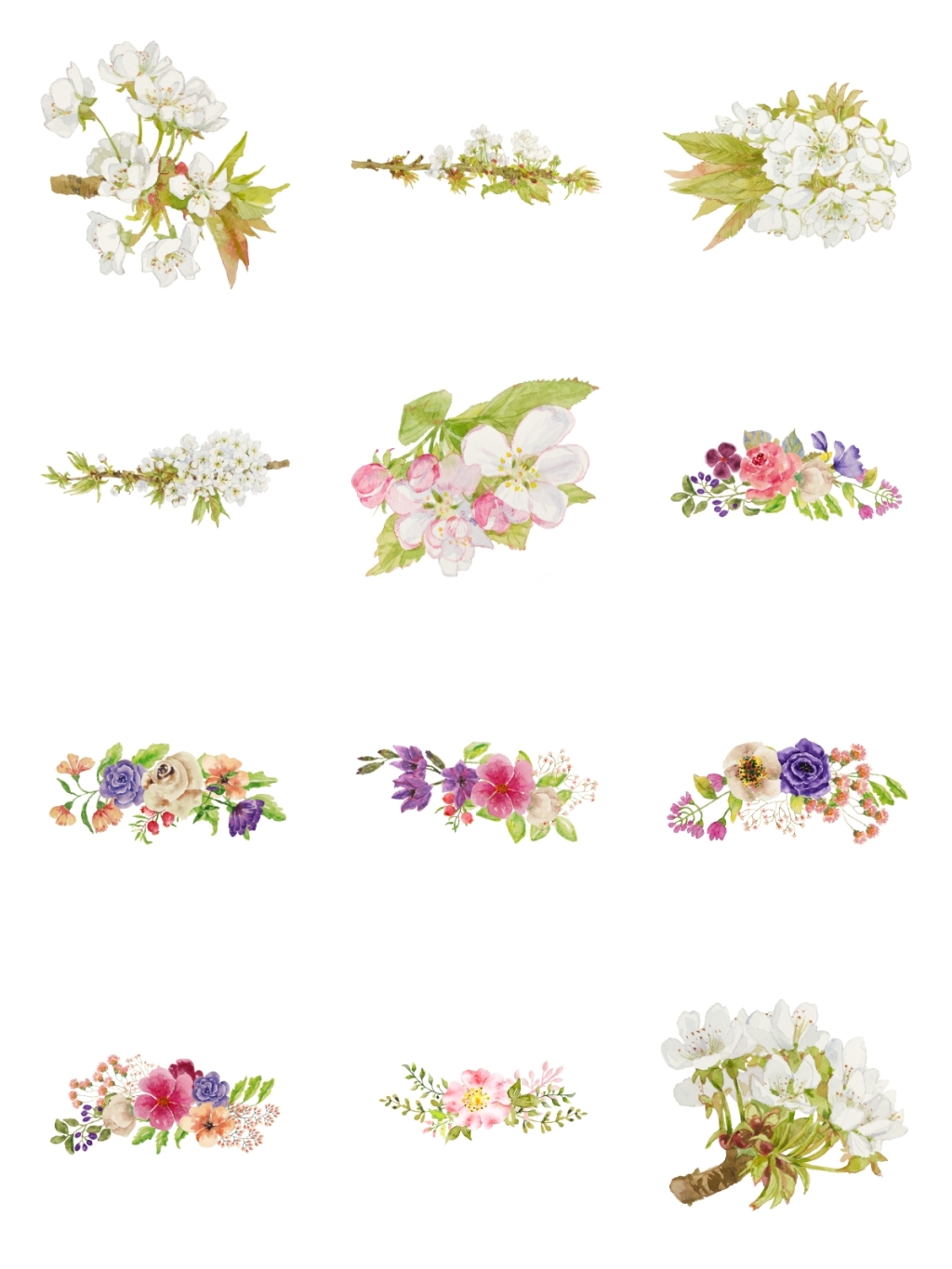 12个浅色系花环素材