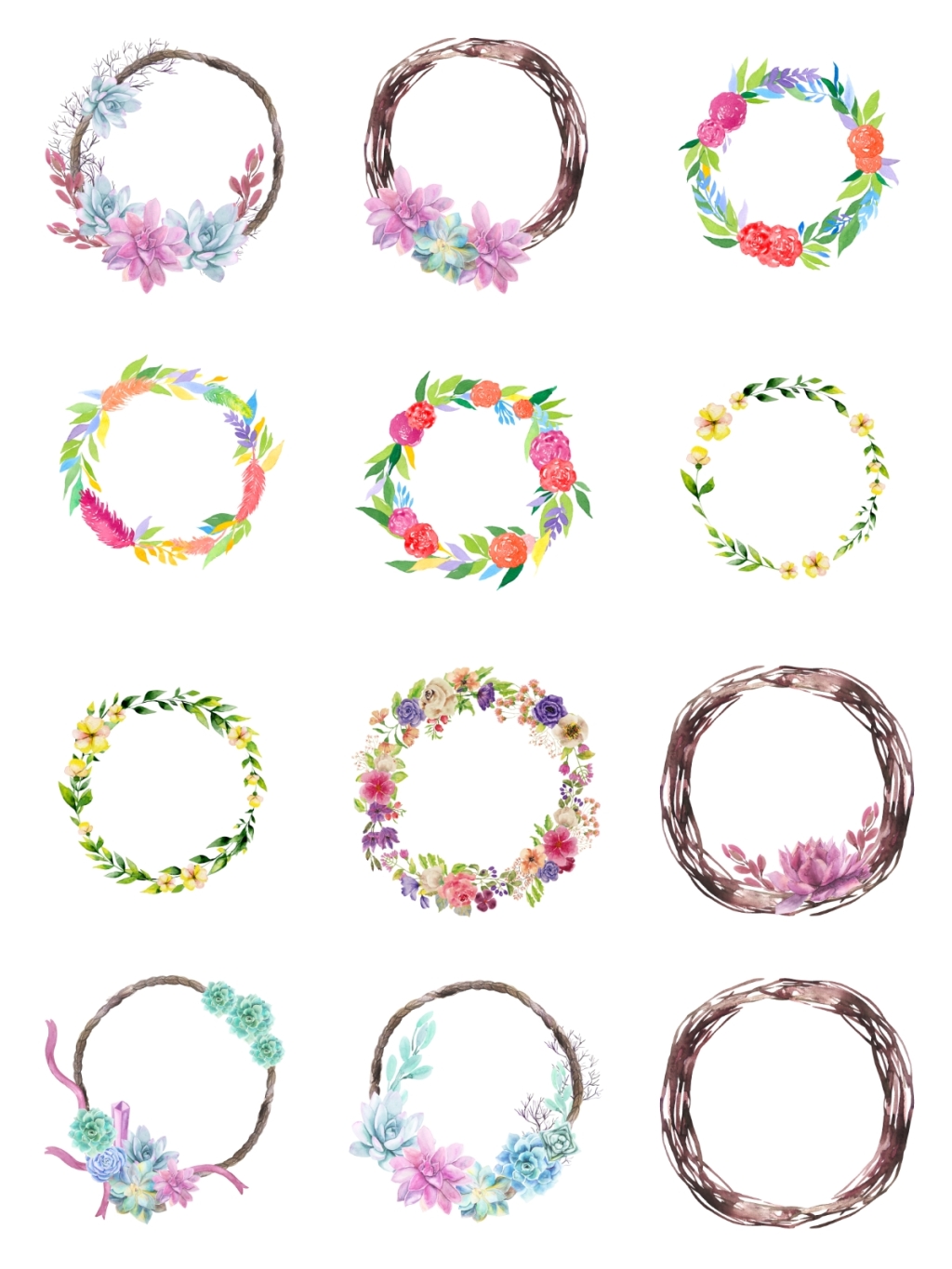 12个各色花环素材