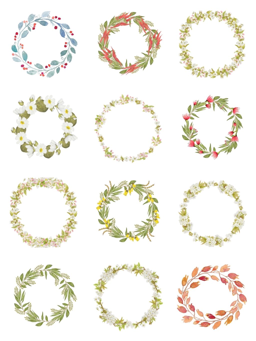 12个花草环素材