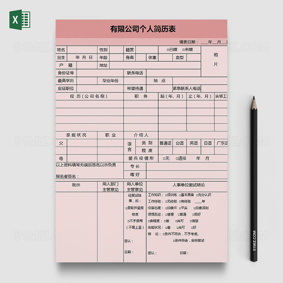 有限公司个人简历表