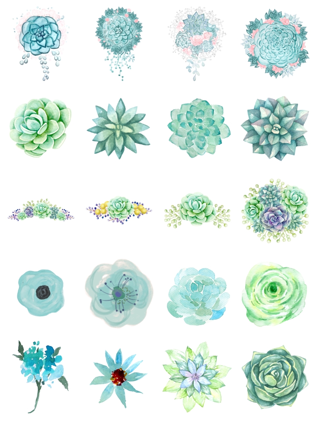 20个绿色花朵素材