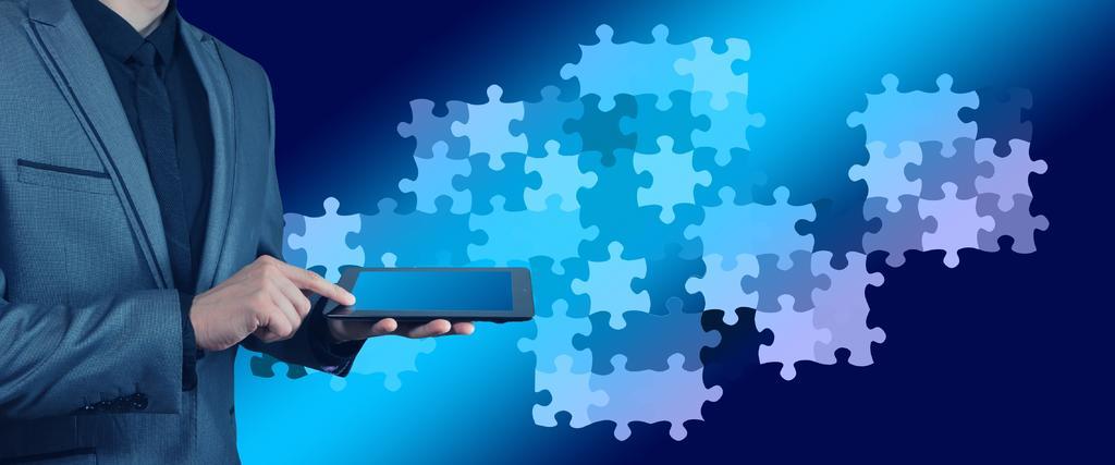 蓝色电子商务人拿手机背景图片