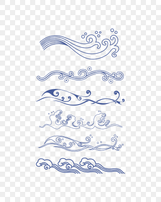中国传统蓝色海浪祥云花纹素材