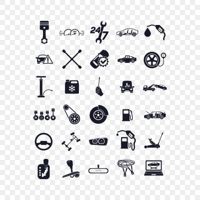 黑色简单汽车配件工具图标素材