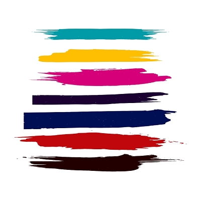 彩色泼墨笔刷设计素材黑色睫毛膏画笔痕迹纹理油漆设置矢量插图不规