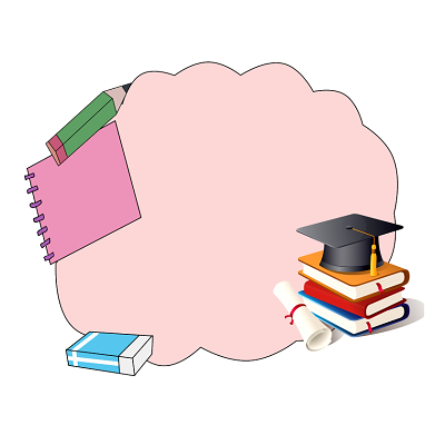 毕业季学士帽小边框书籍铅笔素材