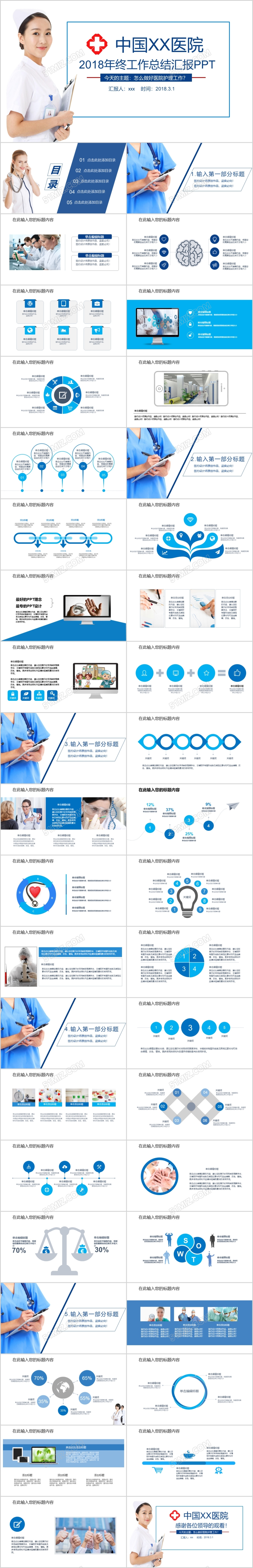 2017医院护士长年终工作总结PPT模板