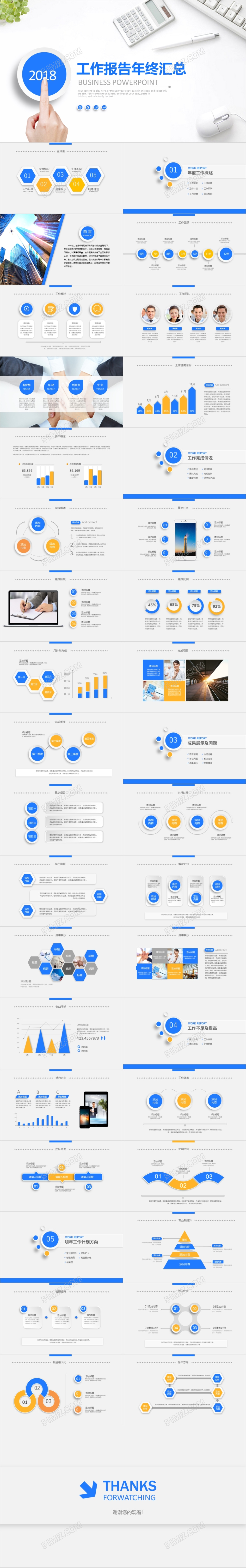 微立体完整年终总结新年计划汇报述职报告PPT模板