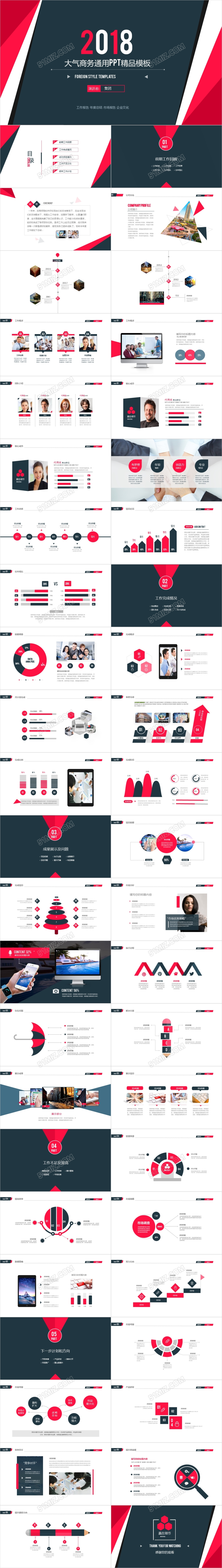 2017大气商务工作报告总结市场报告通用ppt模板