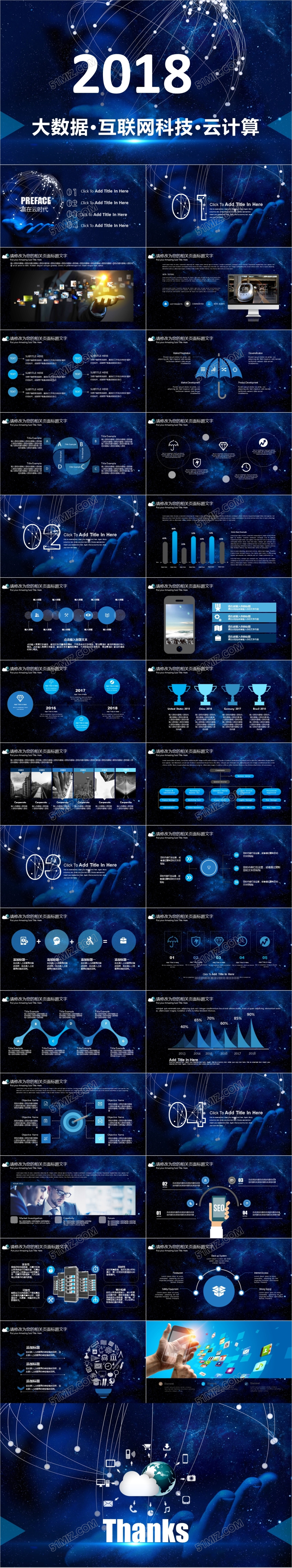 2017科技感大数据电子商务PPT模版