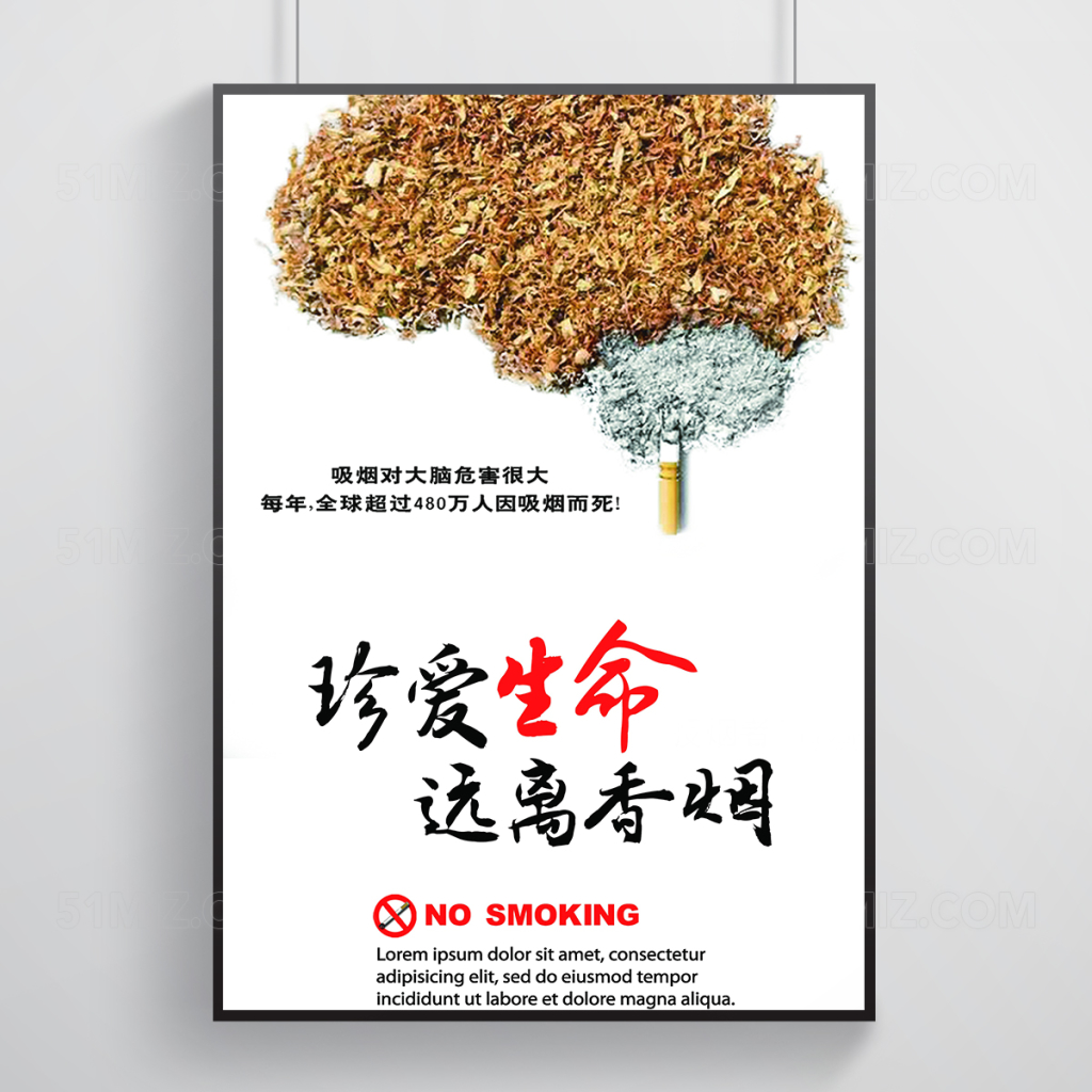 禁止吸烟珍惜生命海报模板