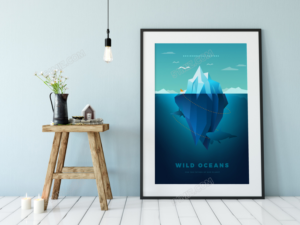 创意插画风环境主题企业标语无框画