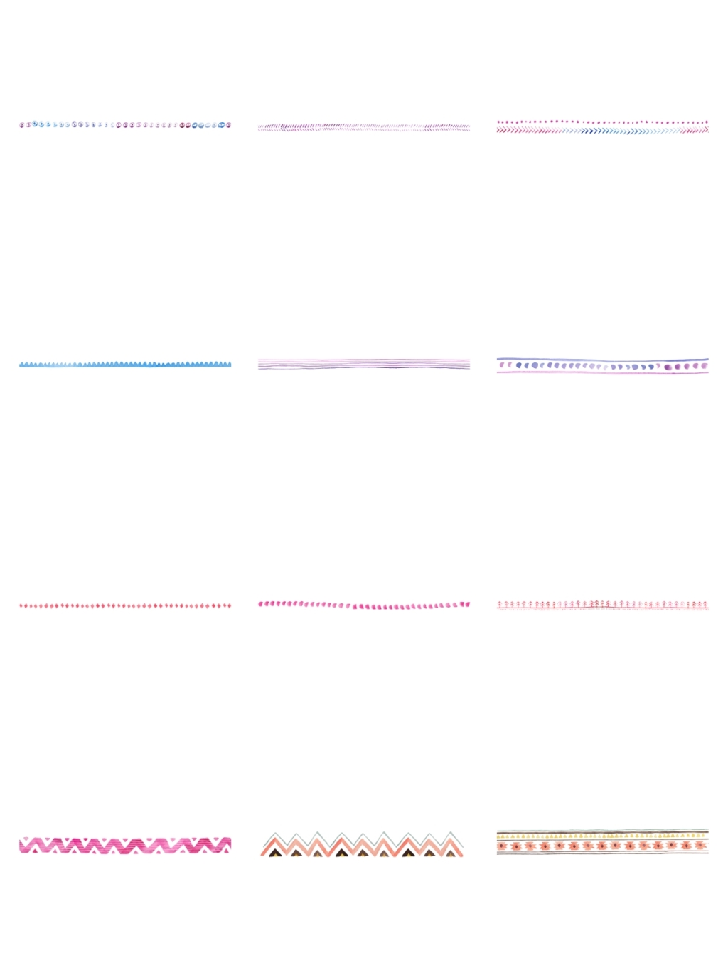 12个水彩条边素材