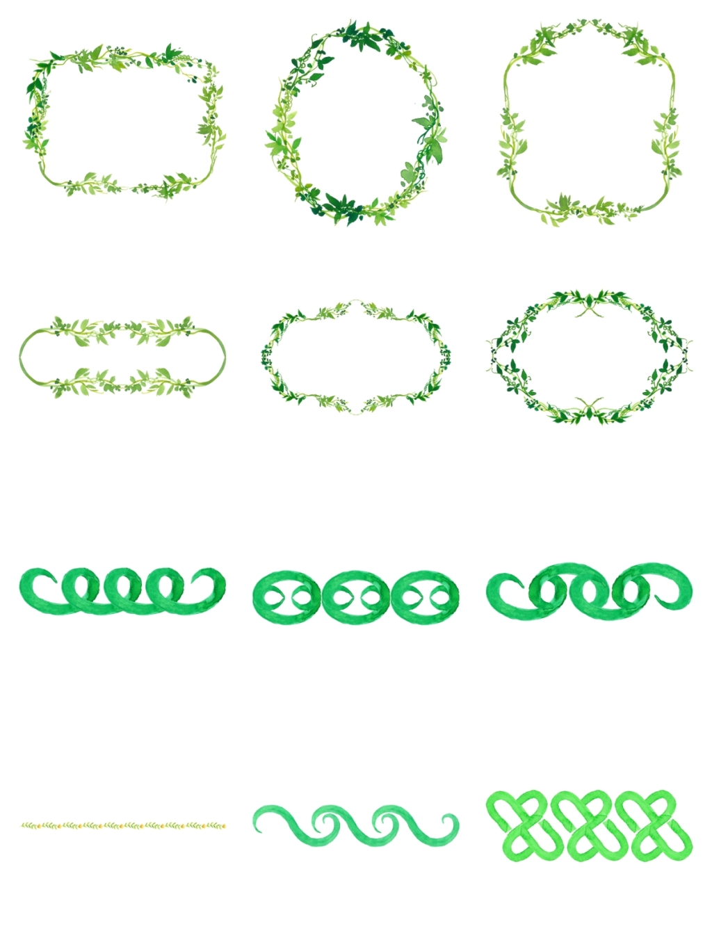 12个绿色边框素材
