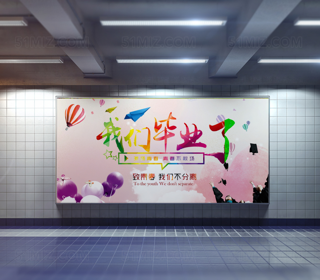 粉色背景我们毕业了致青春我们不分离校园海报