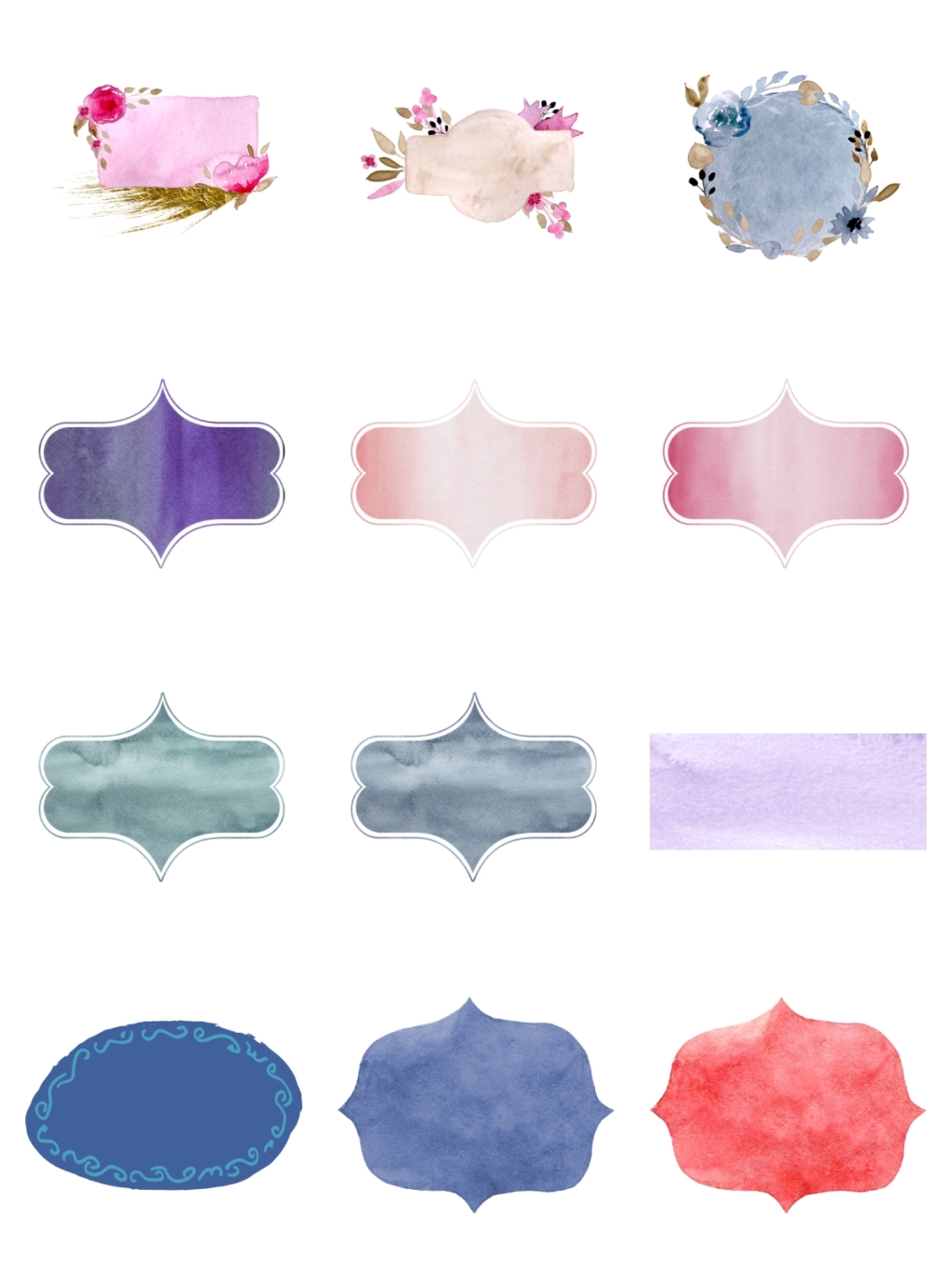 12个彩绘标签素材