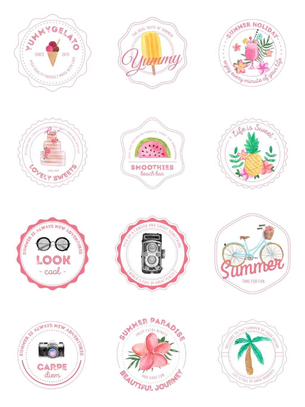 12个粉色商品标签