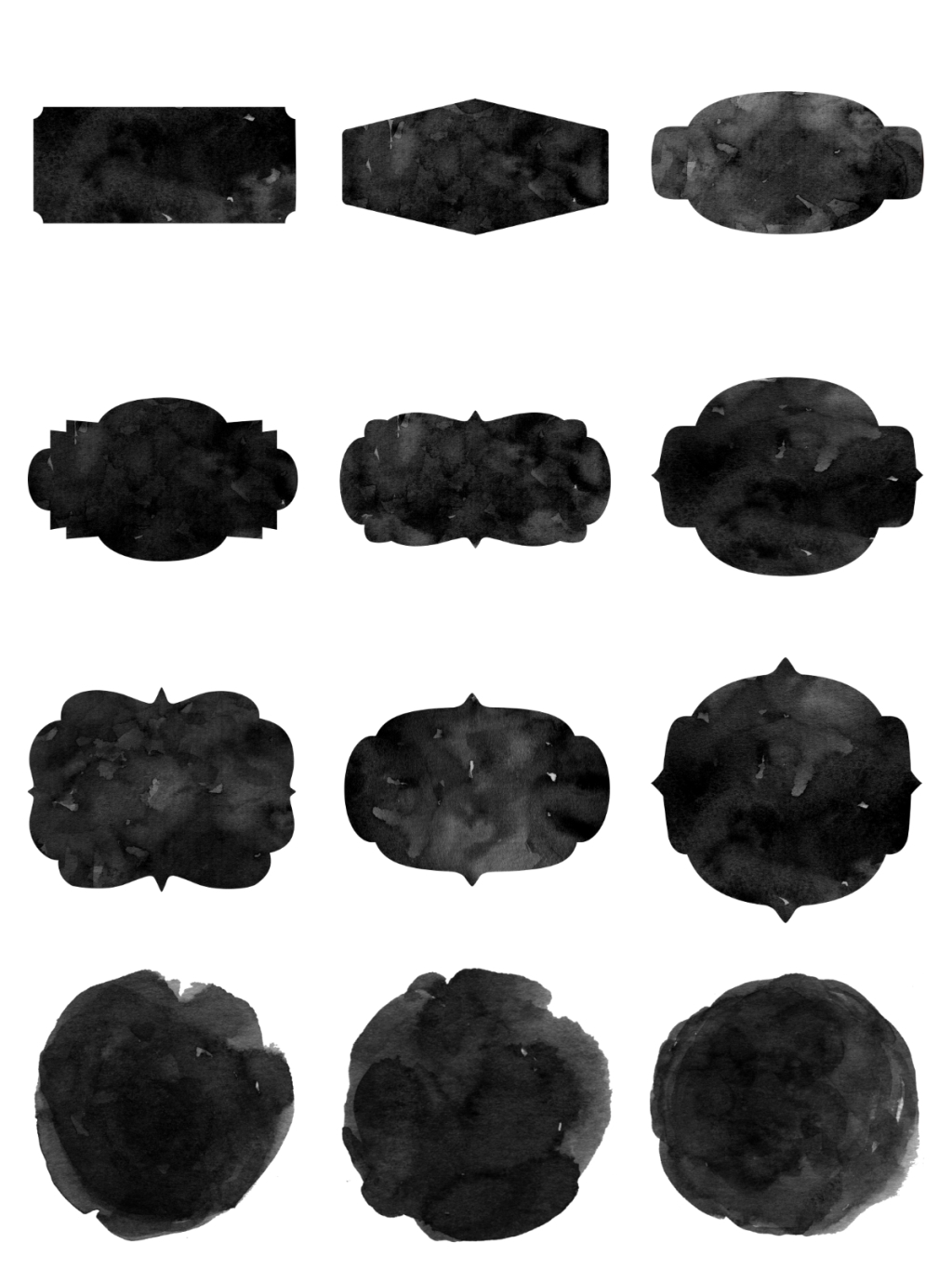 12个黑色标签素材