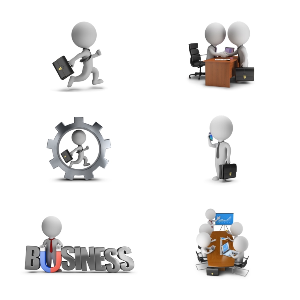 6个透明卡通商务3d小人素材