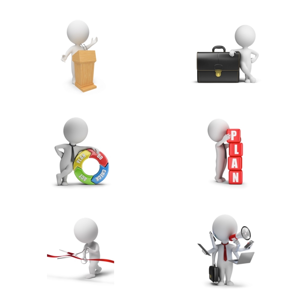 6个透明卡通商务3d小人素材