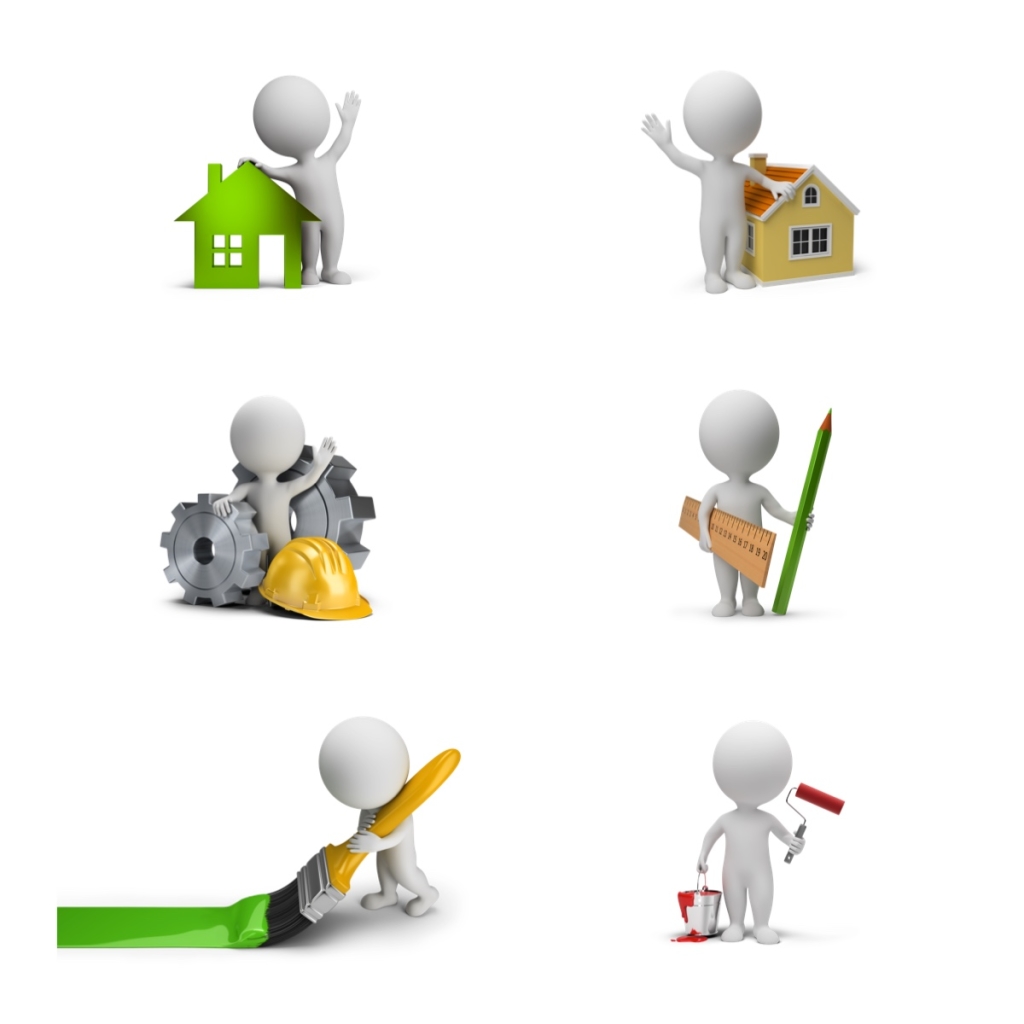 6个透明卡通建筑行业3d小人素材