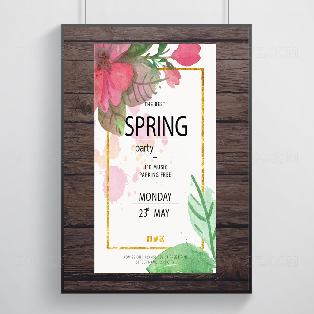 唯美简约春季促销海报
