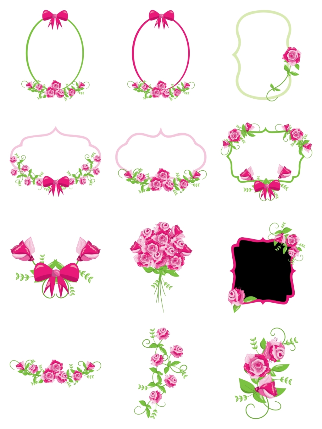 12个玫瑰花边框素材