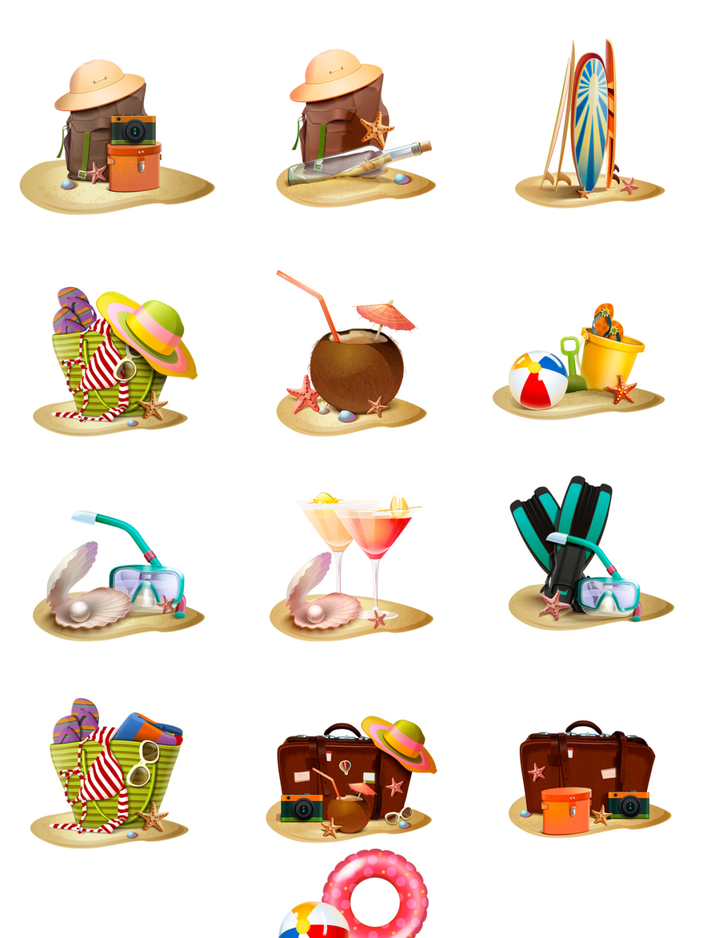 13个卡通海滩休闲素材
