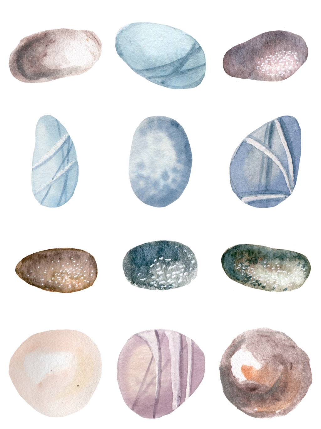 12个手绘石头素材