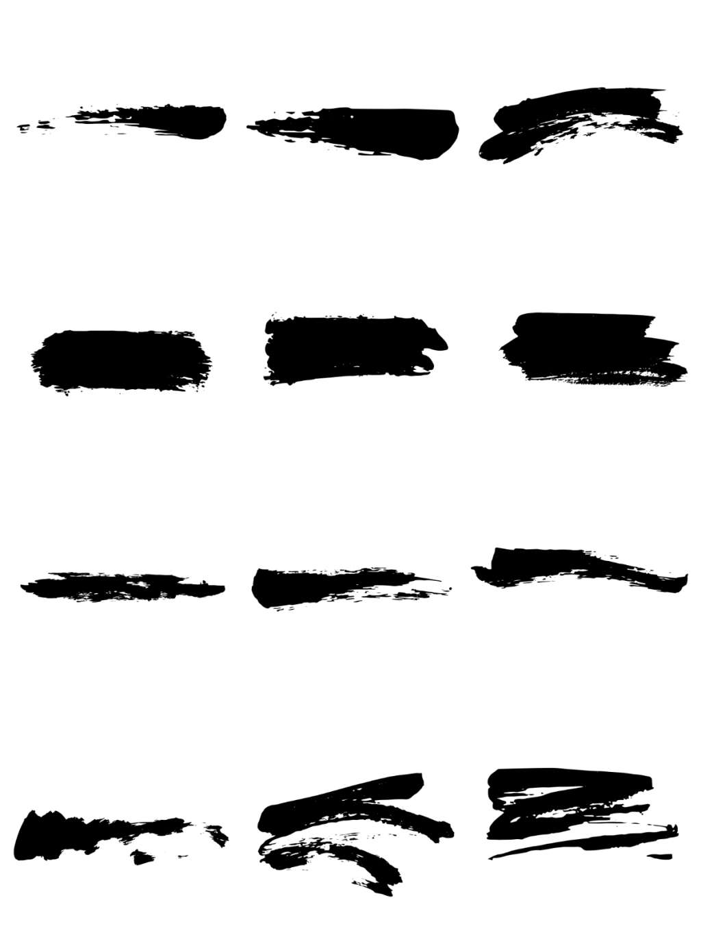 12个墨痕笔画素材