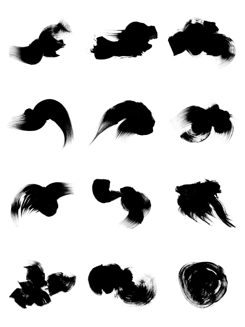 12个毛笔笔画素材