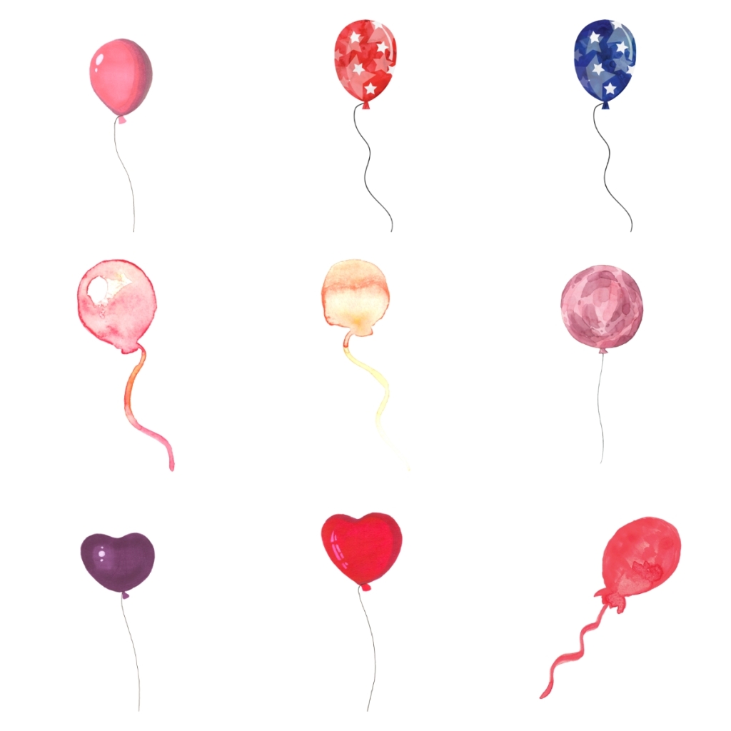 9个手绘彩气球