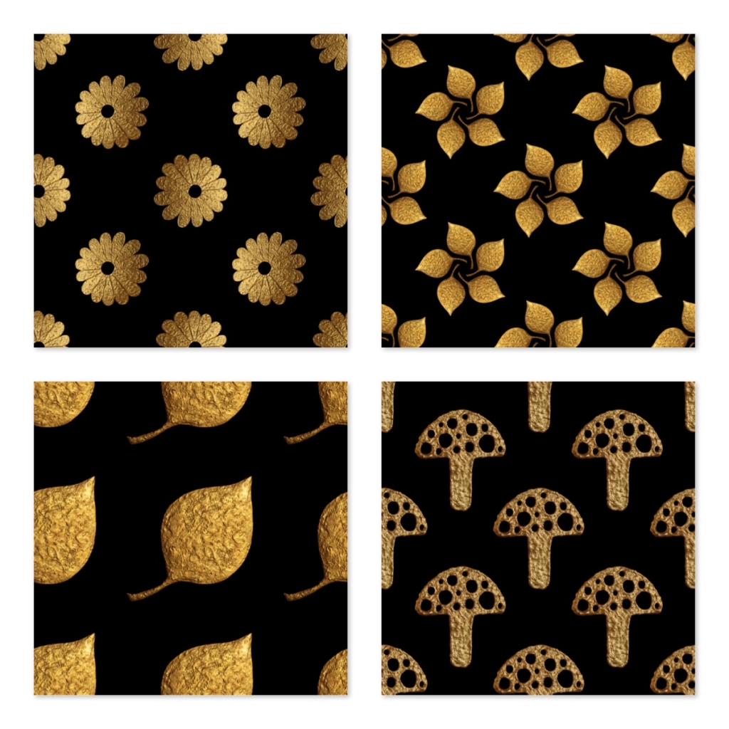 高档秋季烫金花纹图案素材