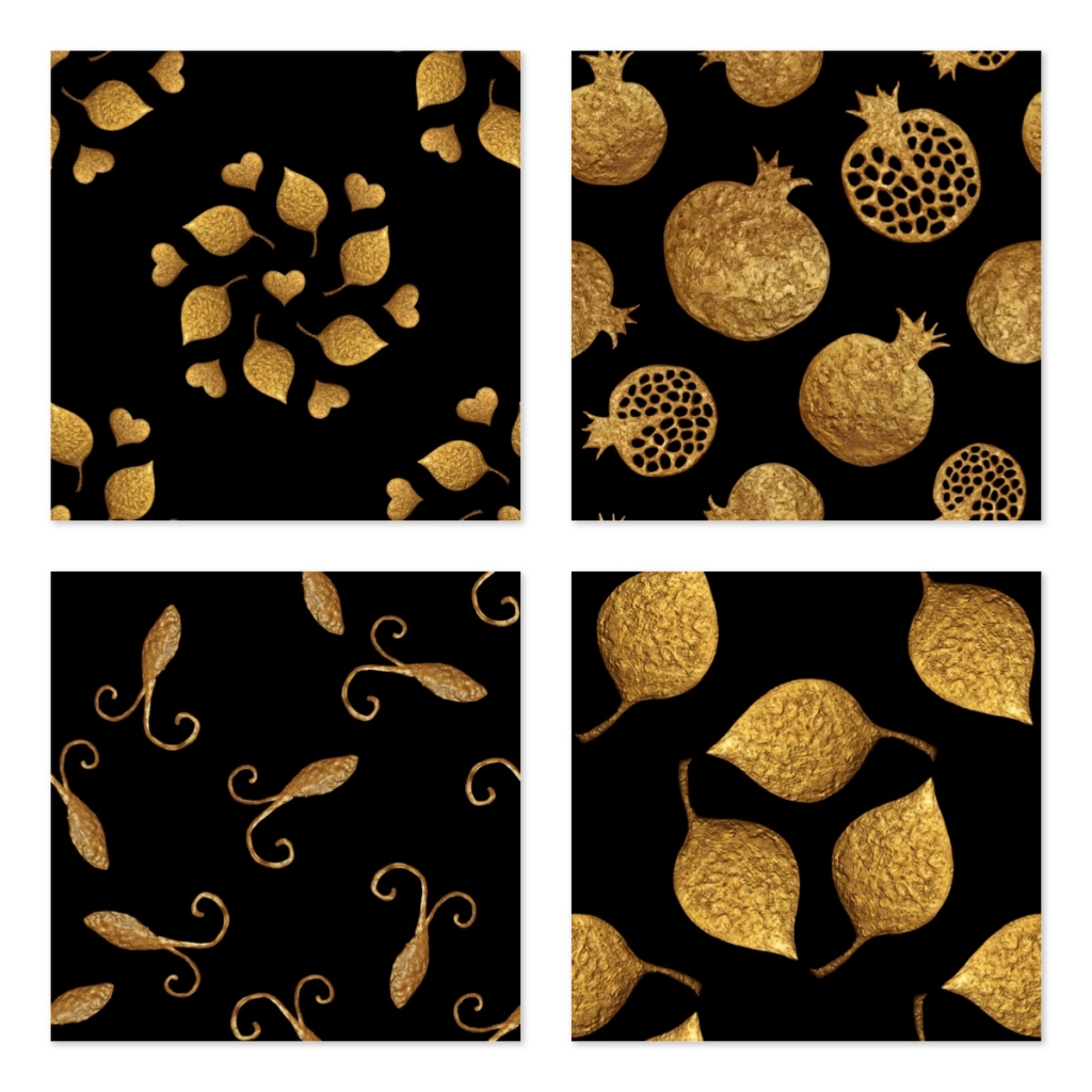 高档秋季烫金花纹图案素材