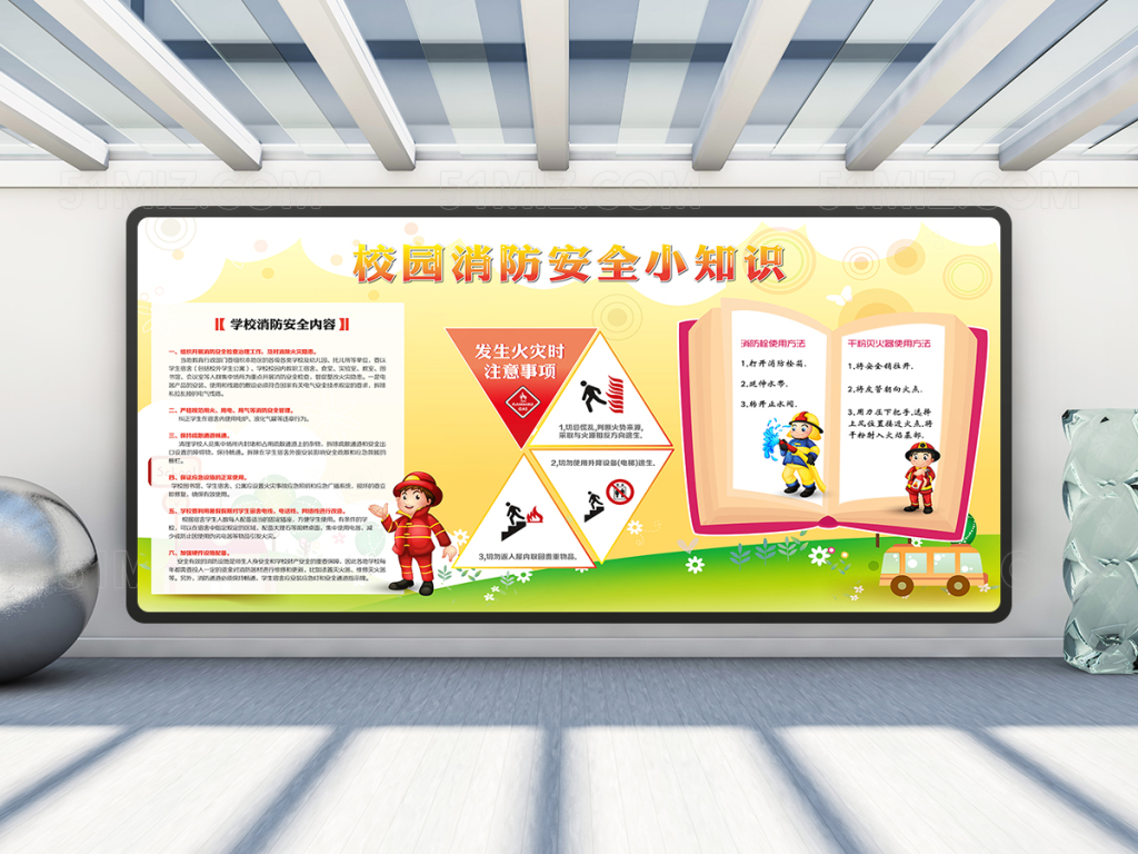校园安全防火知识展板