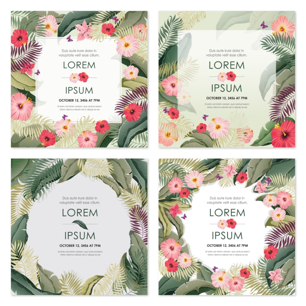 4个创意清新矢量花卉标题素材